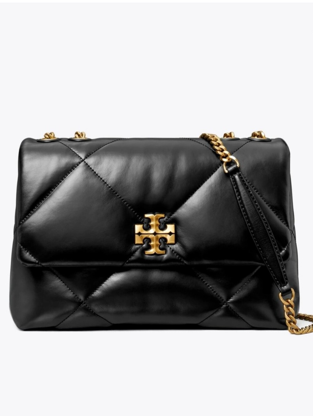 EXCELLENT TORY BURCH KIRA DIAMOND QUILT SHOULDER BAG - BLACK